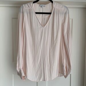 Soft Blush V-Neck Blouse